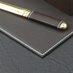 Brown Leather Desk Pad with contrast stitching