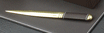 Brown Leather Letter Opener with gold plated brass blade