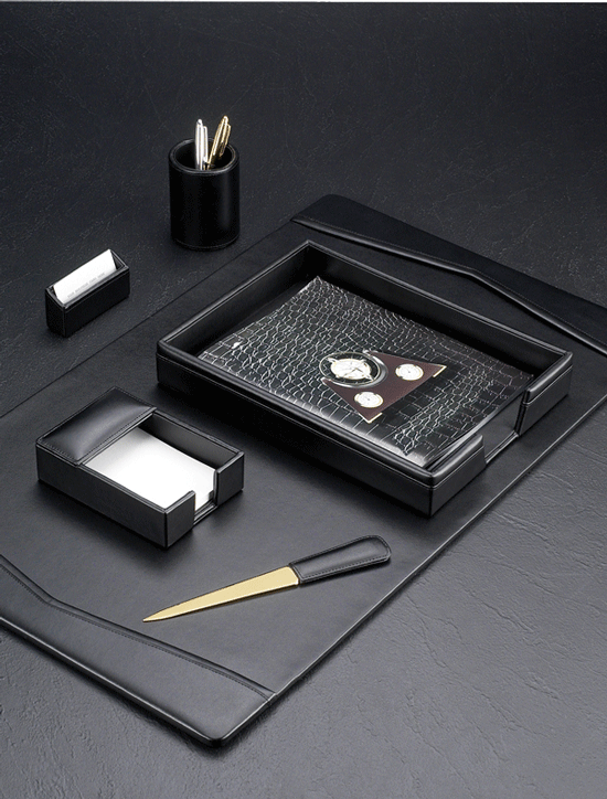 Black Leather Office Sets, Leather Table Pads